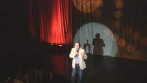 Shaun Eli on stage at Cape Town Comedy Club