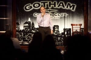 Shaun Eli on stage at Gotham Comedy Club